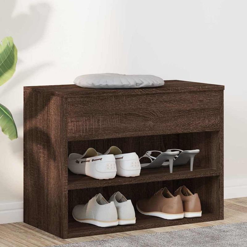 Load image into Gallery viewer, Vidaxl schoenenbank 60x30x45 cm bewerkt hout bruin eikenkleur
