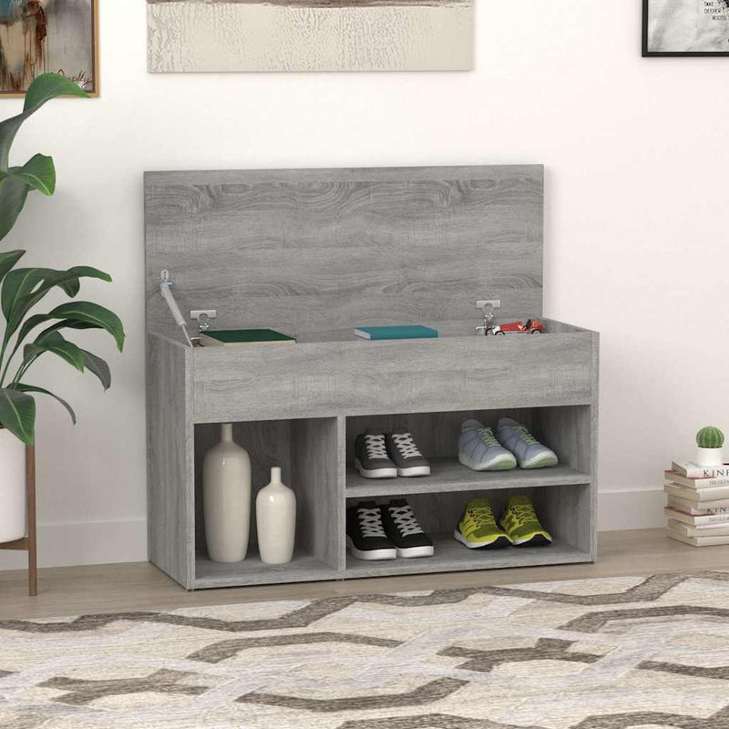 Load image into Gallery viewer, Vidaxl schoenenbank 80x30x45 cm bewerkt hout grijs sonoma eikenkleurig
