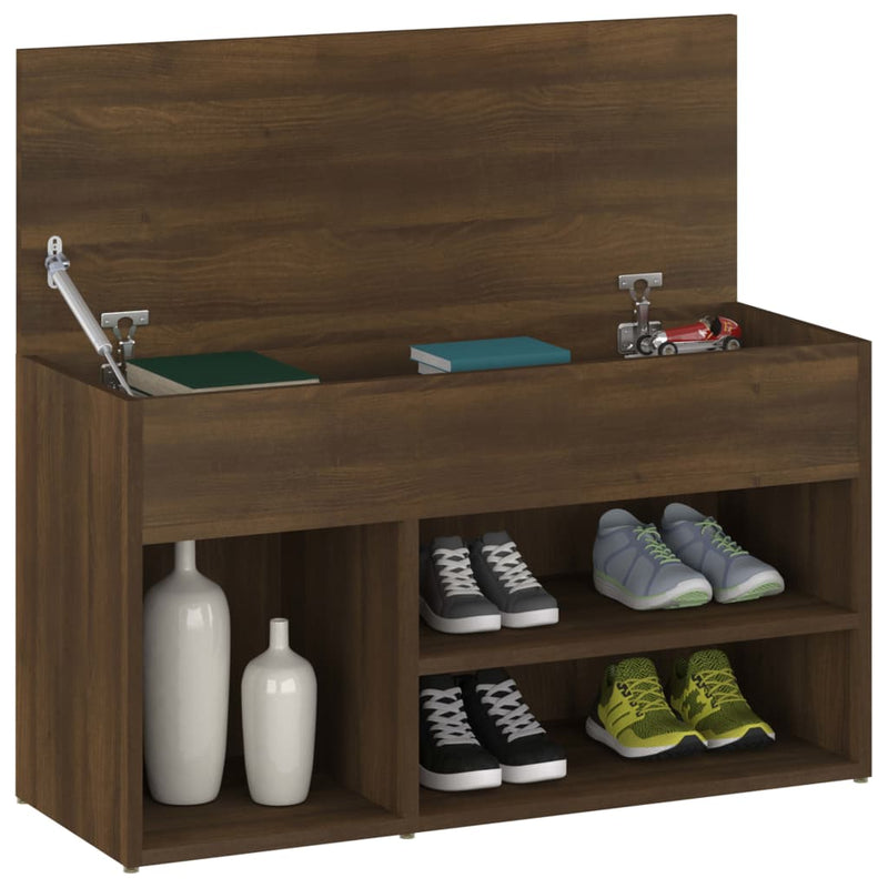 Load image into Gallery viewer, Vidaxl schoenenbank 80x30x45 cm bewerkt hout bruin eikenkleur
