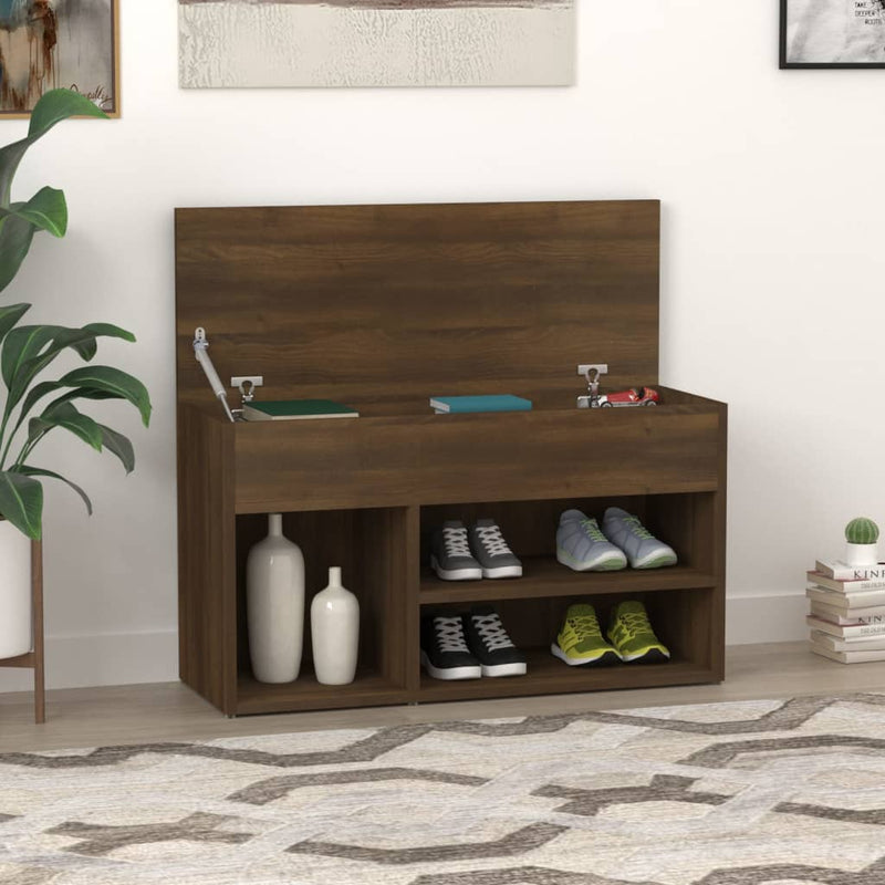 Load image into Gallery viewer, Vidaxl schoenenbank 80x30x45 cm bewerkt hout bruin eikenkleur
