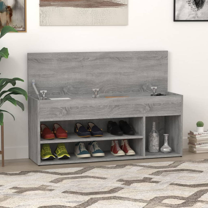 Load image into Gallery viewer, Vidaxl schoenenbank 105x30x45 cm bewerkt hout grijs sonoma eikenkleur
