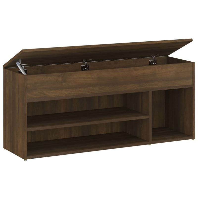 Load image into Gallery viewer, VidaXL Schoenenbank 105x30x45 cm bewerkt hout bruin eikenkleur
