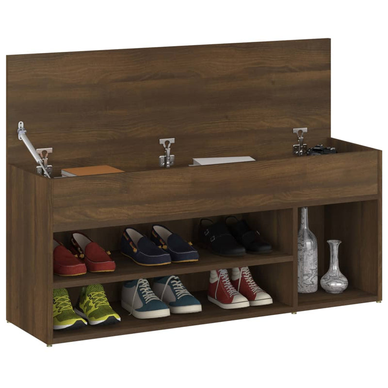 Load image into Gallery viewer, VidaXL Schoenenbank 105x30x45 cm bewerkt hout bruin eikenkleur
