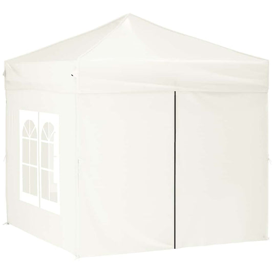 Vidaxl partytent inklapbaar met zijwanden 2x2 m crèmekleurig
