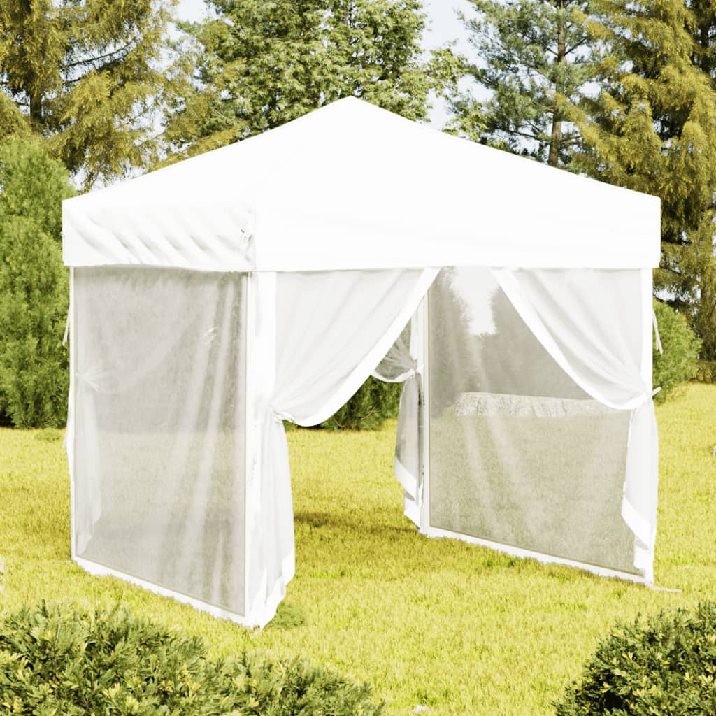 VidaXL Partytent inklapbaar met zijwanden 2x2 m wit