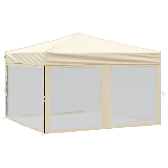 Vidaxl partytent inklapbaar met zijwanden 3x3 m crèmekleurig