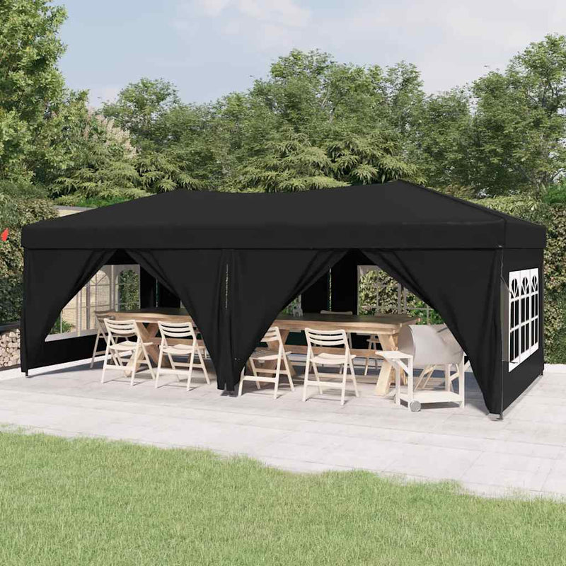 Load image into Gallery viewer, Vidaxl partytent inklapbaar met zijwanden 3x6 m zwart

