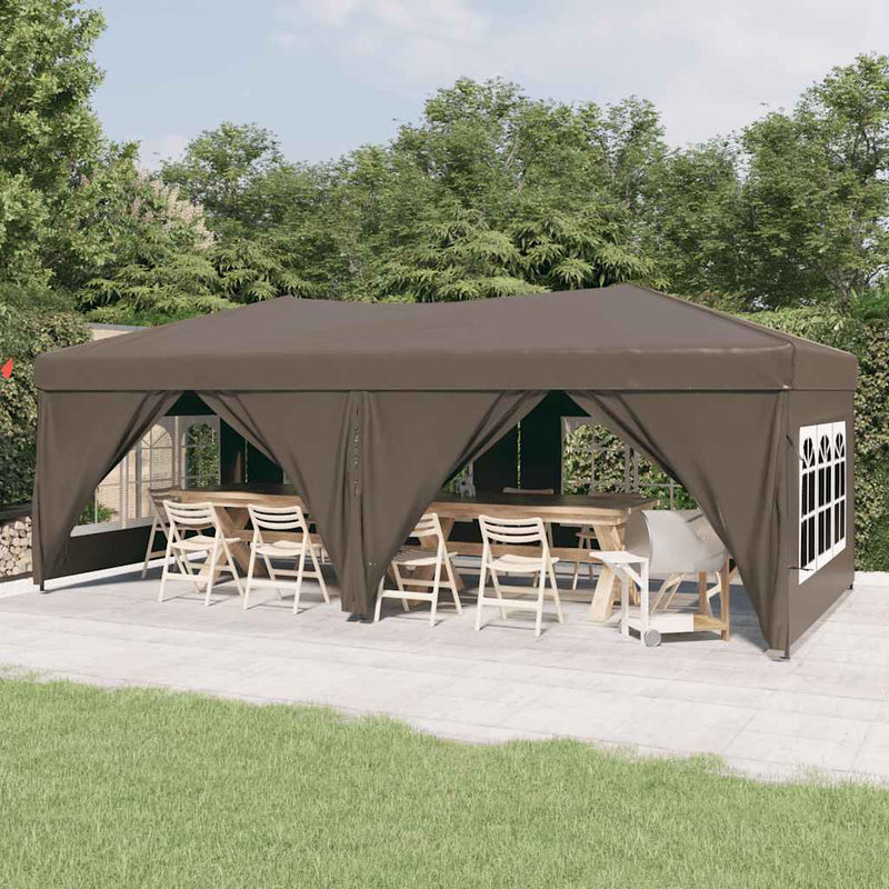 Load image into Gallery viewer, Vidaxl partytent inklapbaar met zijwanden 3x6 m taupe
