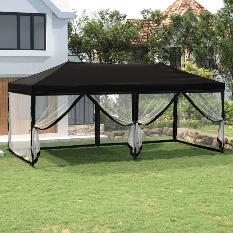 Load image into Gallery viewer, Vidaxl partytent inklapbaar met zijwanden 3x6 m zwart

