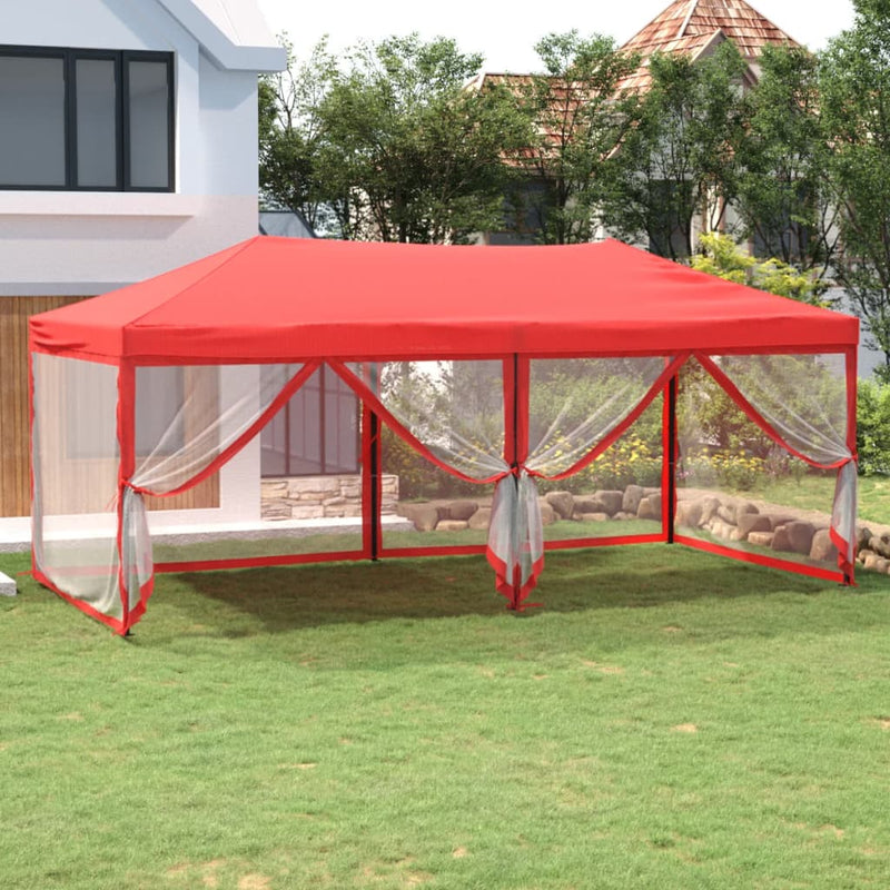 Load image into Gallery viewer, Vidaxl partytent inklapbaar met zijwanden 3x6 m rood
