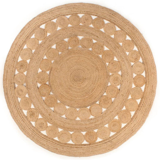 Vidaxl tapijt met ontwerp rond 240 cm gevlochten jute