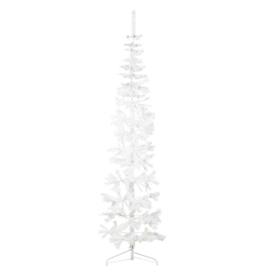 Vidaxl kunstkerstboom half met standaard smal 210 cm wit