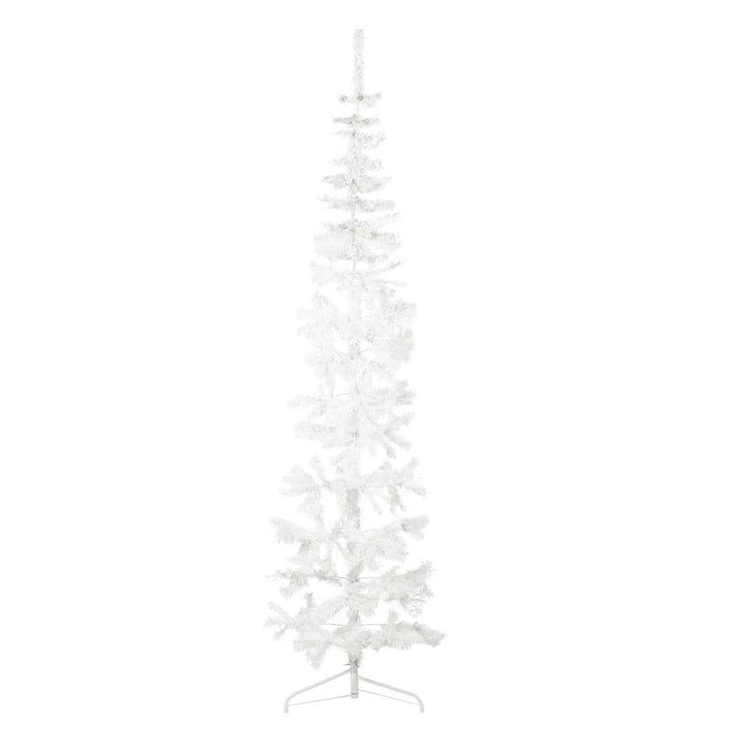Load image into Gallery viewer, Vidaxl kunstkerstboom half met standaard smal 210 cm wit
