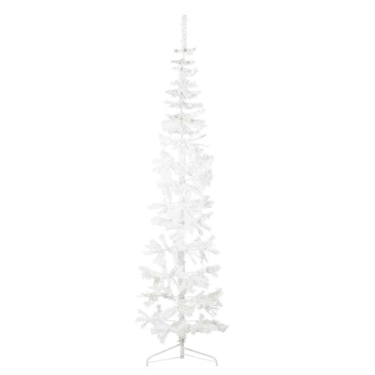 Vidaxl kunstkerstboom half met standaard smal 210 cm wit