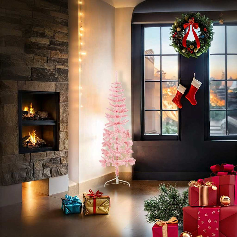 Load image into Gallery viewer, Vidaxl kunstkerstboom half met standaard smal 120 cm roze

