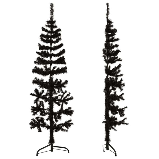 Vidaxl kunstkerstboom half met standaard smal 120 cm zwart