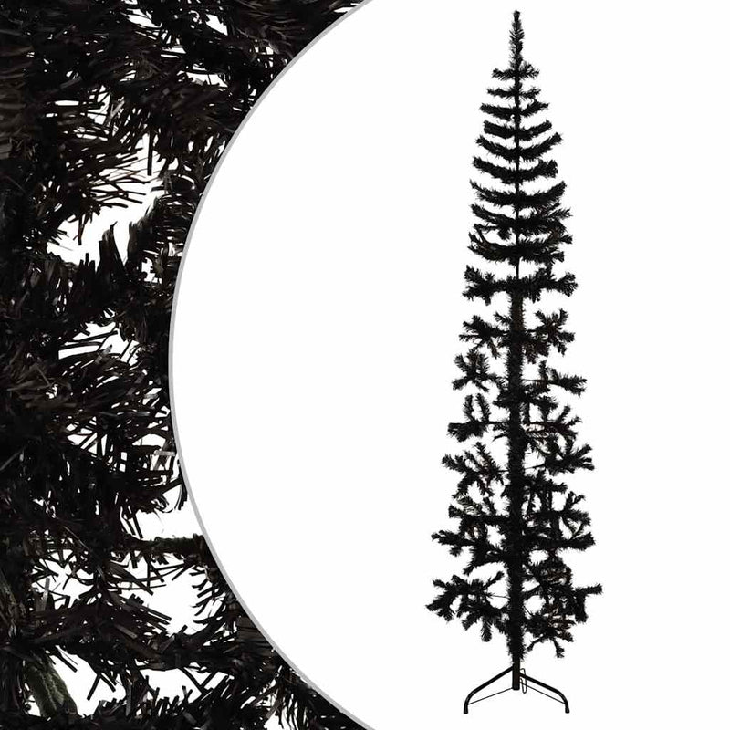Load image into Gallery viewer, Vidaxl kunstkerstboom half met standaard smal 180 cm zwart
