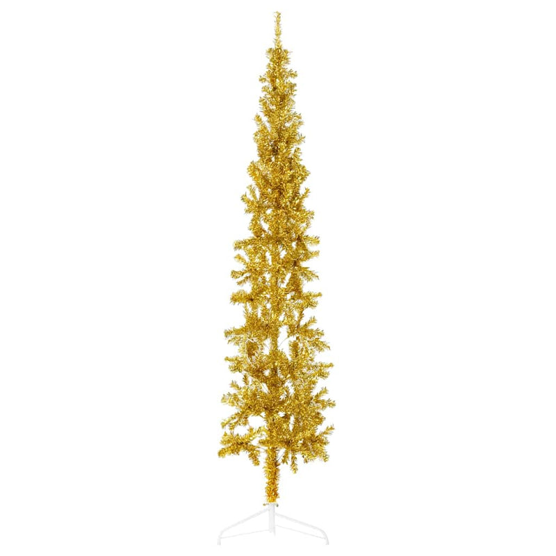 Load image into Gallery viewer, Vidaxl kunstkerstboom half met standaard smal 180 cm goudkleurig
