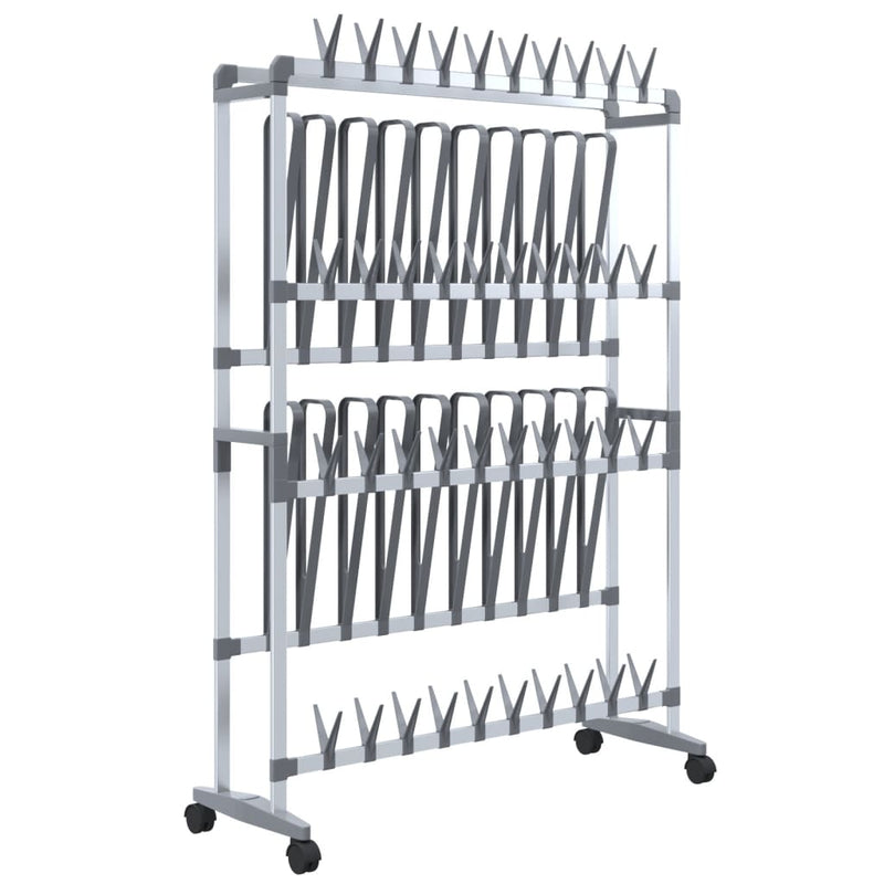 Afbeelding laden in galerijviewer, Vidaxl schoenenrek met wieltjes 89x27x120 cm zilverkleurig
