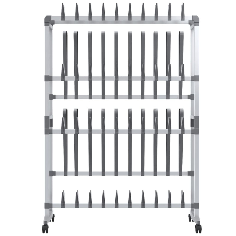 Afbeelding laden in galerijviewer, Vidaxl schoenenrek met wieltjes 89x27x120 cm zilverkleurig

