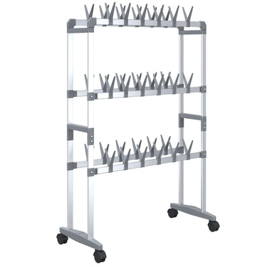 Vidaxl schoenenrek met wieltjes 66x27x100 cm zilverkleurig