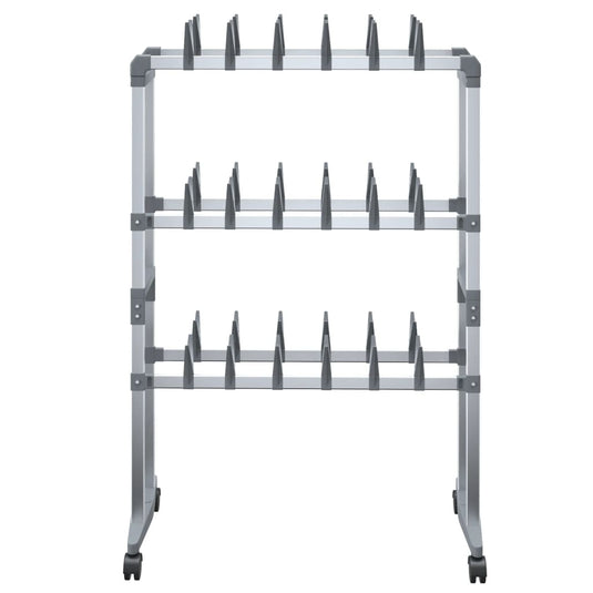 Vidaxl schoenenrek met wieltjes 66x27x100 cm zilverkleurig