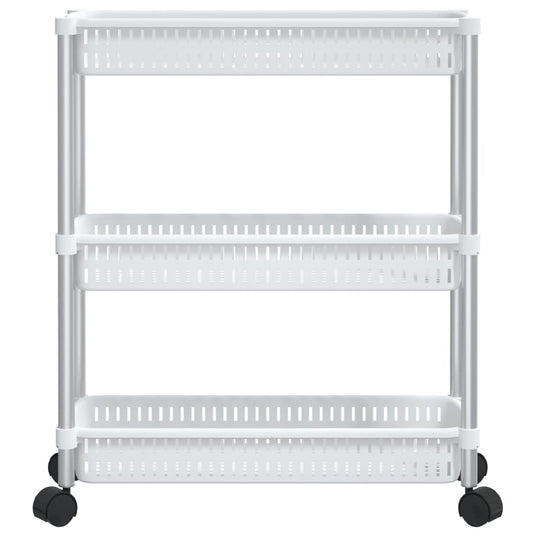 Vidaxl opbergtrolley 3 laags aluminium zilverkleurig en wit