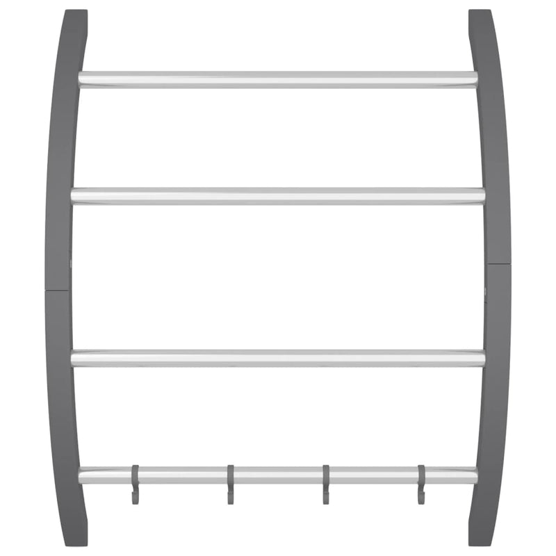 Load image into Gallery viewer, VidaXL Handdoekenrek met haken 56x16x72 cm aluminium zilverkleurig
