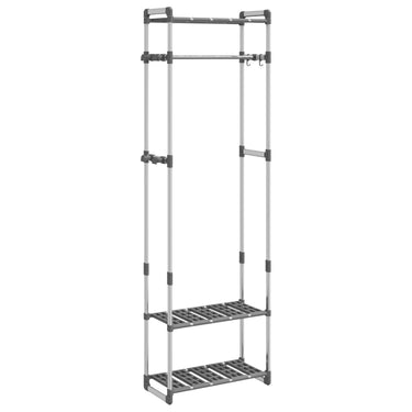 Vidaxl kledingrek 3-laags 59x29x192 cm aluminium zilverkleurig