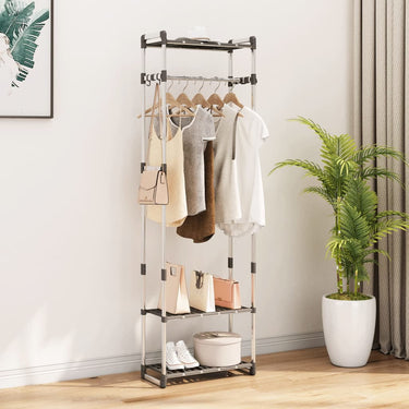 Vidaxl kledingrek 3-laags 59x29x192 cm aluminium zilverkleurig