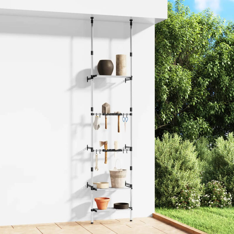 Load image into Gallery viewer, Vidaxl tuinrek met 3 schappen telescopisch aluminium zilverkleurig

