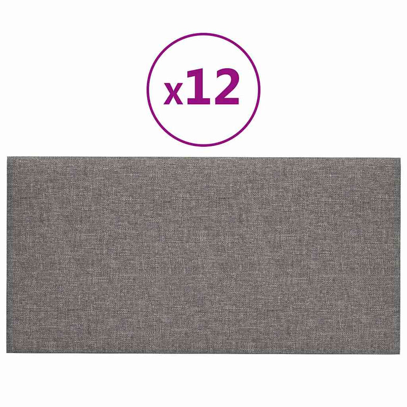 Load image into Gallery viewer, Vidaxl wandpanelen 12 st 0,54 m² 30x15 cm stof lichtgrijs
