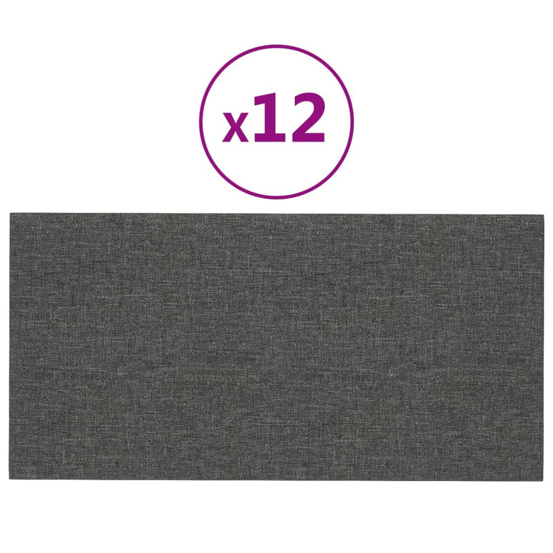 Load image into Gallery viewer, Vidaxl wandpanelen 12 st 0,54 m² 30x15 cm stof donkergrijs
