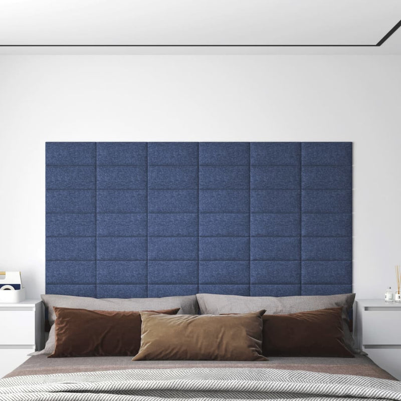 Load image into Gallery viewer, Vidaxl wandpanelen 12 st 0,54 m² 30x15 cm stof blauw
