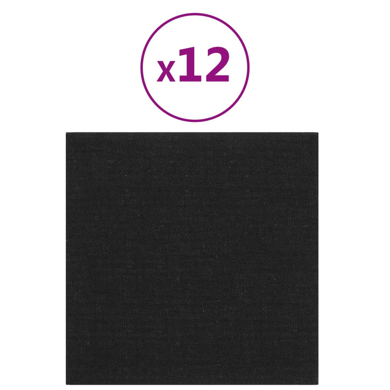Load image into Gallery viewer, Vidaxl wandpanelen 12 st 1,08 m² 30x30 cm stof zwart
