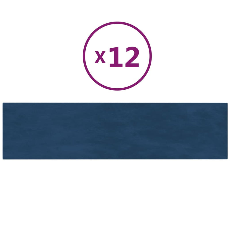 Load image into Gallery viewer, Vidaxl wandpanelen 12 st 1,08 m² 60x15 cm fluweel blauw
