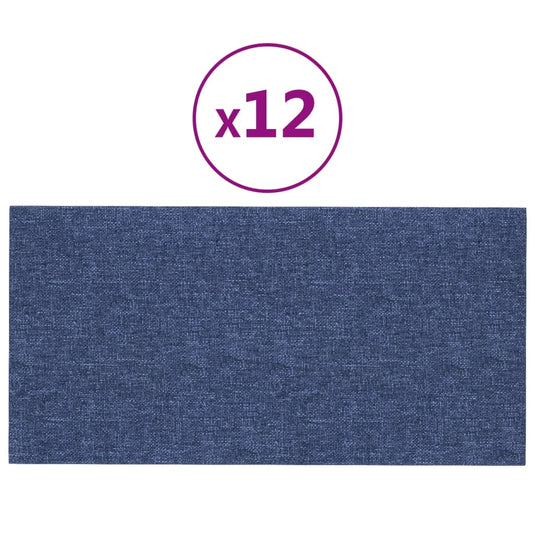 Vidaxl wandpanelen 12 st 2,16 m² 60x30 cm stof blauw