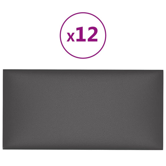 Vidaxl wandpanelen 12 st 2,16 m² 60x30 cm kunstleer grijs