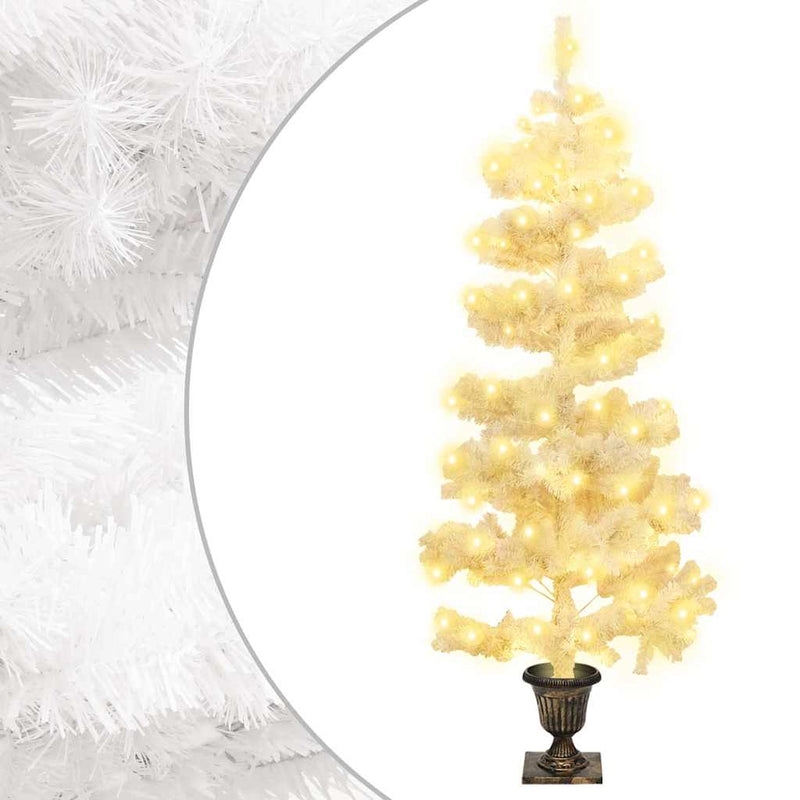 Load image into Gallery viewer, Vidaxl kunstkerstboom met verlichting en pot 120 cm pvc wit
