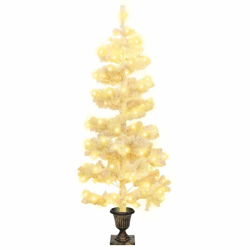 Load image into Gallery viewer, Vidaxl kunstkerstboom met verlichting en pot 120 cm pvc wit
