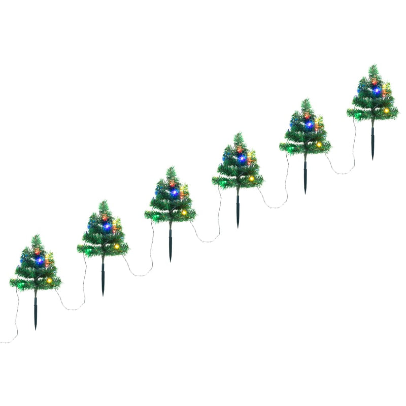 Load image into Gallery viewer, Vidaxl tuinpadkerstbomen 6 st met meerkleurige led's 45 cm pvc
