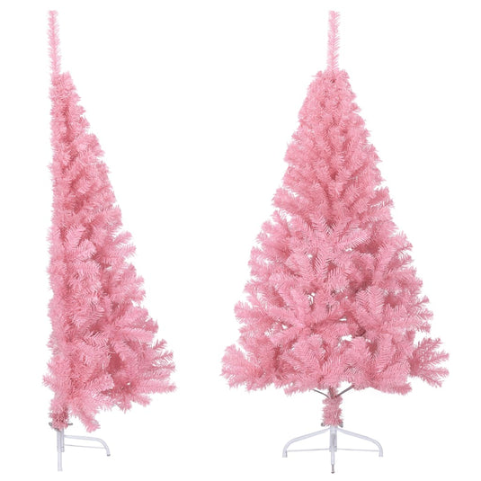 Vidaxl kunstkerstboom met standaard half 120 cm pvc roze