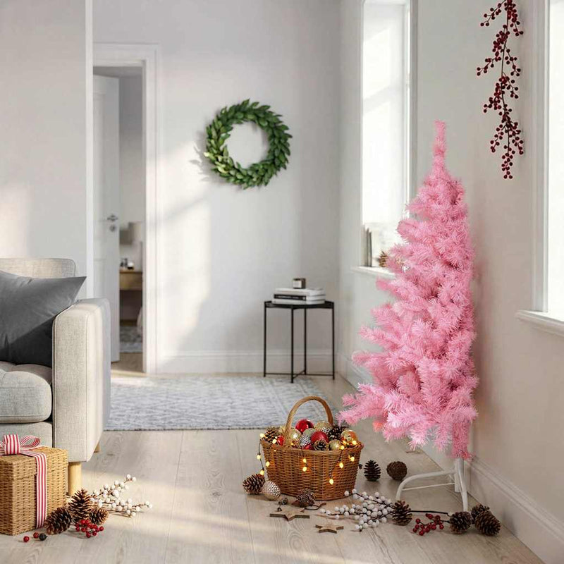 Load image into Gallery viewer, Vidaxl kunstkerstboom met standaard half 120 cm pvc roze
