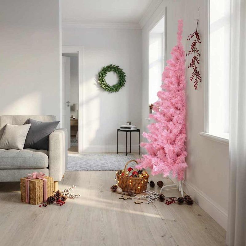 Load image into Gallery viewer, Vidaxl kunstkerstboom met standaard half 180 cm pvc roze

