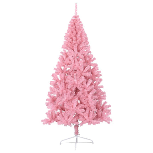 Vidaxl kunstkerstboom met standaard half 210 cm pvc roze