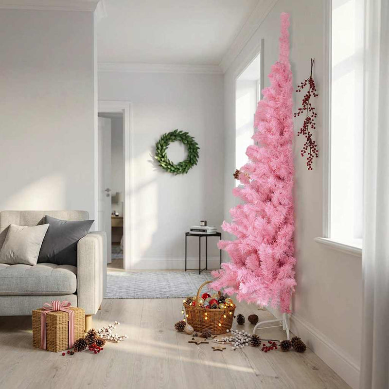 Load image into Gallery viewer, Vidaxl kunstkerstboom met standaard half 240 cm pvc roze
