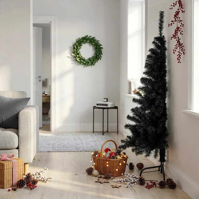 Load image into Gallery viewer, Vidaxl kunstkerstboom met standaard half 150 cm pvc zwart
