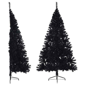 Vidaxl kunstkerstboom met standaard half 180 cm pvc zwart