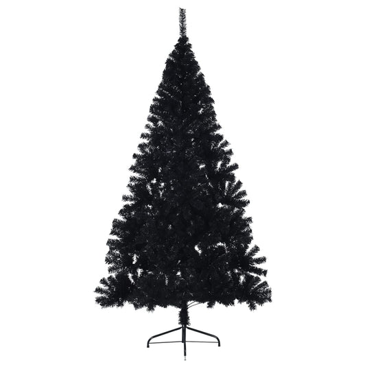 Vidaxl kunstkerstboom met standaard half 210 cm pvc zwart