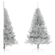 Vidaxl kunstkerstboom half met standaard 120 cm pet zilverkleurig